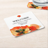 Poppy Rode Bloem Klassieke Bruiloft Welkom Kartonnen Onderzetters (Schuin)