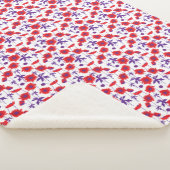 Poppy rood, paarse en witte bloemen sherpa deken (3/4)