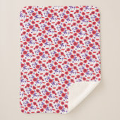 Poppy rood, paarse en witte bloemen sherpa deken (Voorkant)