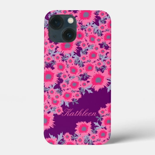 poppy roze paarse damast naam Case-Mate iPhone case (Achterkant)