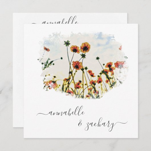 *~* POPPY RSVP - QR-code AR9 Bloemen Uitnodiging (Voorkant / Achterkant)