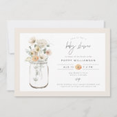 POPPY Rustic Wildflower Mason Jar Baby shower Kaart (Voorkant)