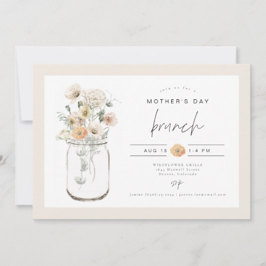 POPPY Rustic Wildflower Mason Jar Moederdag Kaart (Voorkant)