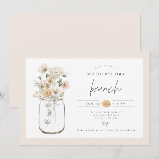 POPPY Rustic Wildflower Mason Jar Moederdag Kaart (Voorkant / Achterkant)