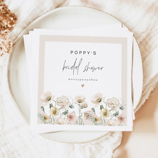 POPPY Rustieke Pastelkleurige Wilde Bloemen Bruids Servet