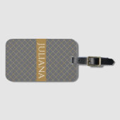 Poppy Seed Grey and Gold Quatrefoil, speciaal gepe Bagagelabel (Voorkant (horizontaal))