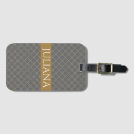 Poppy Seed Grey and Gold Quatrefoil, speciaal gepe Bagagelabel