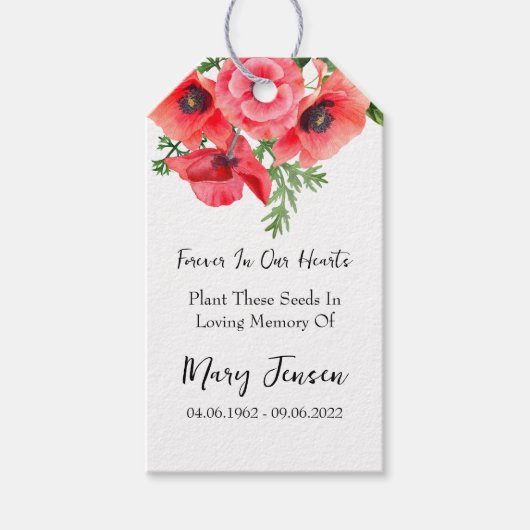 Poppy Seed Packet Memorial Funeral Cadeaulabel (Voorkant)