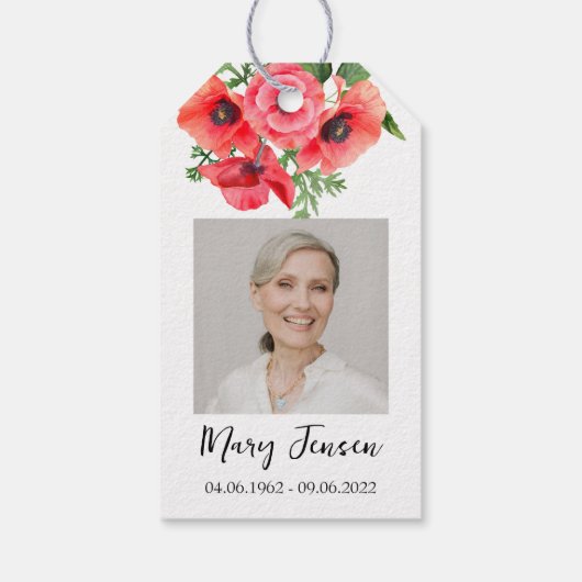 Poppy Seed Packet Memorial Funeral Cadeaulabel (Achterkant)