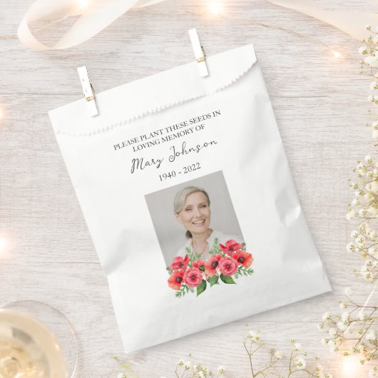 Poppy Seed Packet Memorial Funeral Favor Bag Bedankzakje (Geknipt)