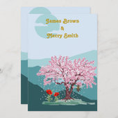 Poppy Seeds Flowers Sakura Bee Wedding Kaart (Voorkant / Achterkant)