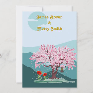 Poppy Seeds Flowers Sakura Bee Wedding Kaart