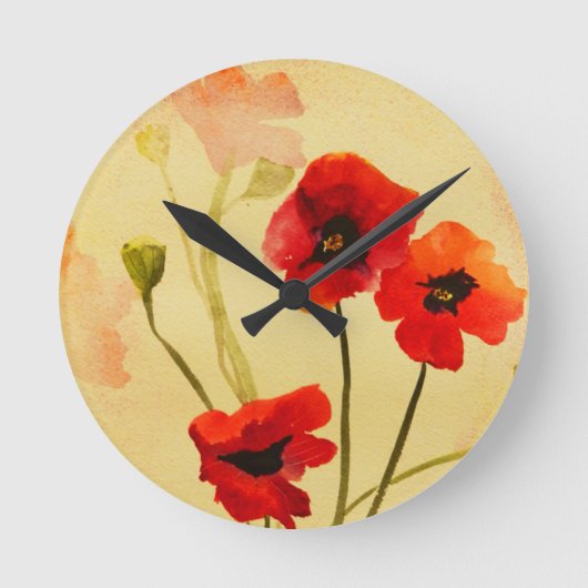 Poppy Shadows Art Clock Ronde Klok (Voorkant)