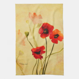 Poppy Shadows Red Poppies Waterverf Theedoek