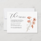 Poppy Sinaasappel Flower Wedding details RSVP Kaartje (Voorkant)