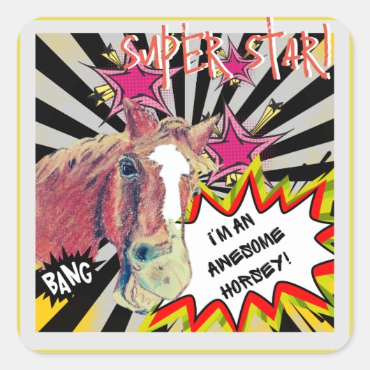 Poppy smile comic vierkante sticker (Voorkant)