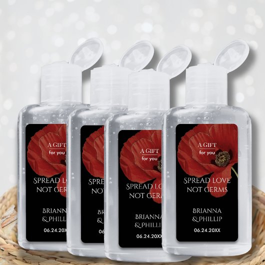 Poppy Spread Love Not Germs Hand Sanitizer Etiket