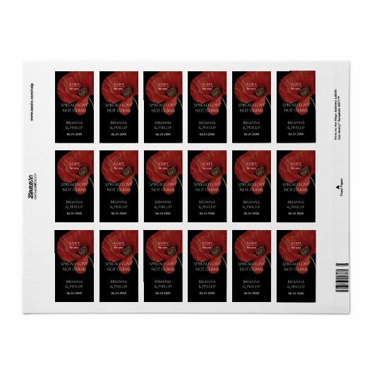 Poppy Spread Love Not Germs Hand Sanitizer Etiket (Full Sheet)