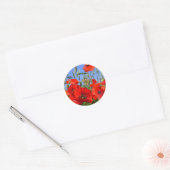  Poppy Veld met Vlinder Ronde Sticker (Envelop)