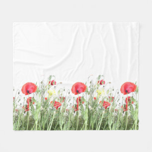 Poppy velden bloemen Zon Natuur bloeit Hart Fleece Deken
