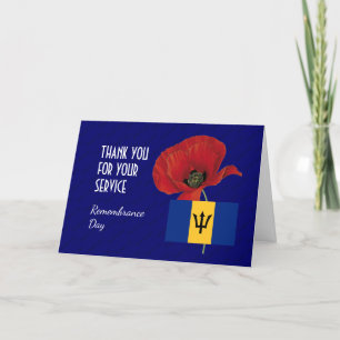 Poppy   Veteranen   Vlag van BARBADOS   HERDENKING Bedankkaart