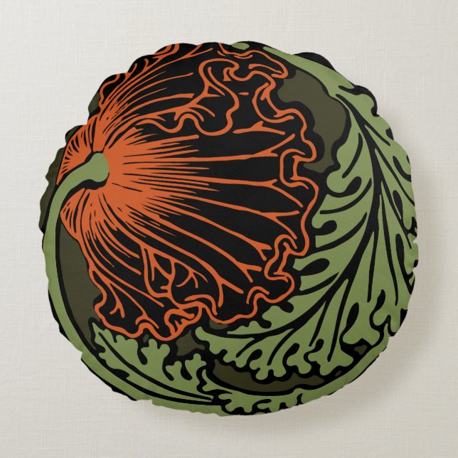 Poppy vignette Round-Sierkussen (16 inch) Rond Kussen (Voorkant)