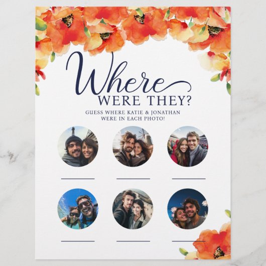 Poppy waar waren ze bruiloft douche partij spel (Voorkant)