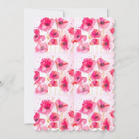 Poppy Waterverf Bloemen Bloemen Huwelijksuitnodigi Kaart (Achterkant)