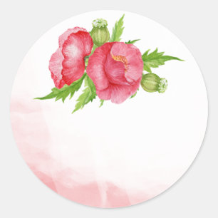 Poppy Waterverf bruiloft gunst Stickers
