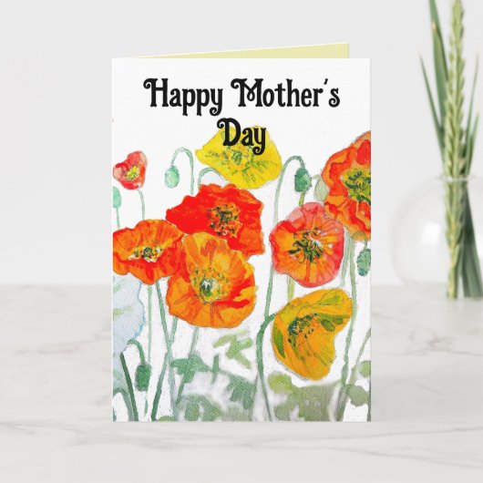 Poppy Waterverf Flower Floral Moederdag Kaart (Voorkant)