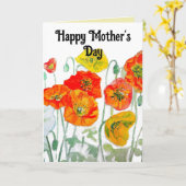 Poppy Waterverf Flower Floral Moederdag Kaart (Gele Bloem)