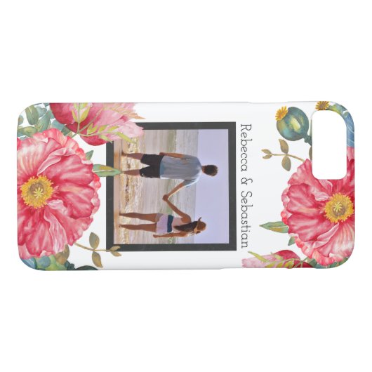 Poppy Waterverf Flowers Personeelsfoto Case-Mate iPhone Case (Achterkant (Horizontaal))