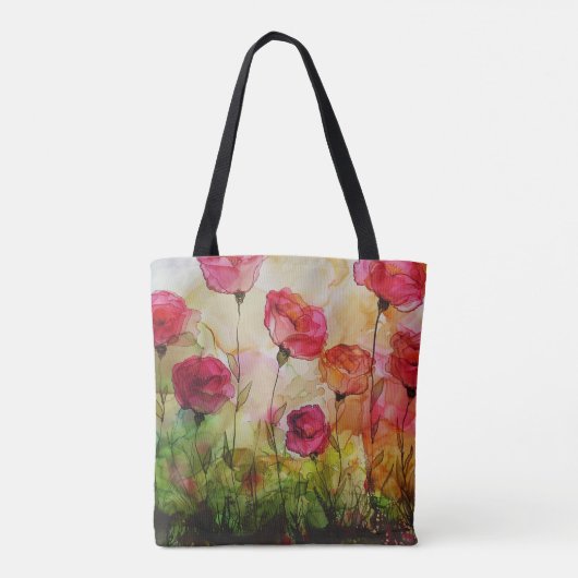 Poppy Waterverf gepersonaliseerde Moederdag Tote Bag (Achterkant)