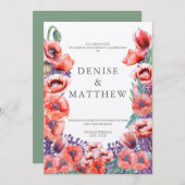 Poppy Wedding Invitation with Basil Back Kaart (Voorkant / Achterkant)