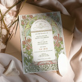 Poppy Wedding Invitations Art Nouveau door Mucha Kaart