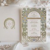 Poppy Wedding Invitations Art Nouveau door Mucha Kaart