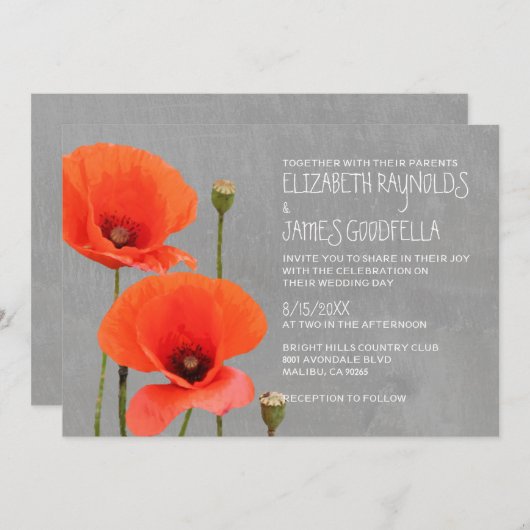 Poppy Wedding Invitations Kaart (Voorkant / Achterkant)
