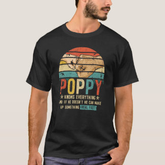 Poppy weet alles retro opa vader vader t-shirt