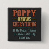 Poppy weet alles vierkante button 5,1 cm (Voorkant)
