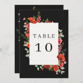 Poppy Wildbloemen Donker Weddenregelnummer Kaart (Voorkant / Achterkant)