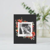 Poppy Wildbloemen Donkere bruiloft foto sparen de  Save The Date (Staand voorkant)