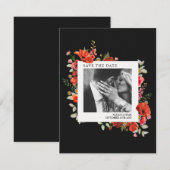 Poppy Wildbloemen Donkere bruiloft foto sparen de  Save The Date (Voorkant / Achterkant)