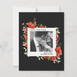 Poppy Wildbloemen Donkere bruiloft foto sparen de Save The Date