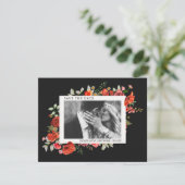 Poppy Wildbloemen Donkere bruiloft foto sparen de Save The Date (Staand voorkant)