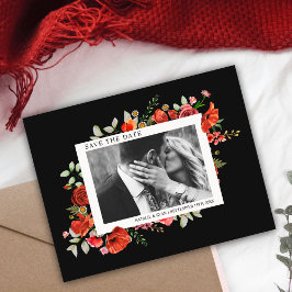 Poppy Wildbloemen Donkere bruiloft foto sparen de Save The Date