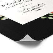 Poppy Wildbloemen Donkere monogram bruiloft Poster (Hoek)