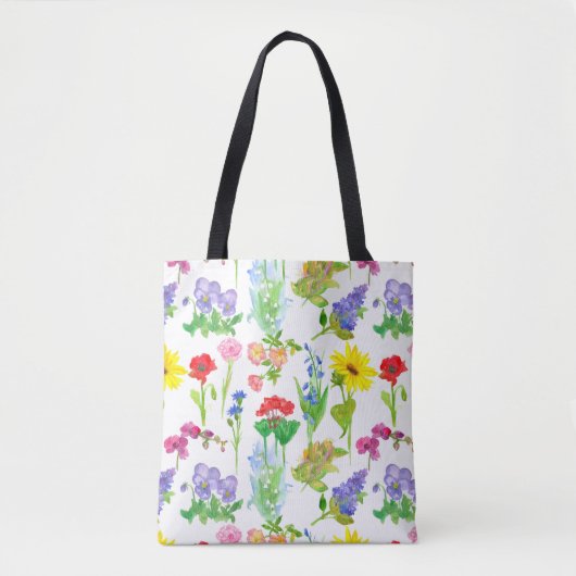 Poppy Wildflower Waterverf Flowers Botanisch Tote Bag (Voorkant)