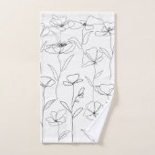 Poppy Wildflower Zwart-wit Minimal Floral Bad Handdoek (Handdoek)