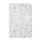 Poppy Wildflower Zwart-wit Minimal Floral Badmat (Voorkant Verticaal)