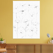 Poppy Wildflower Zwart-wit Minimal Floral Canvas Afdruk (Insitu (Woonkamer))